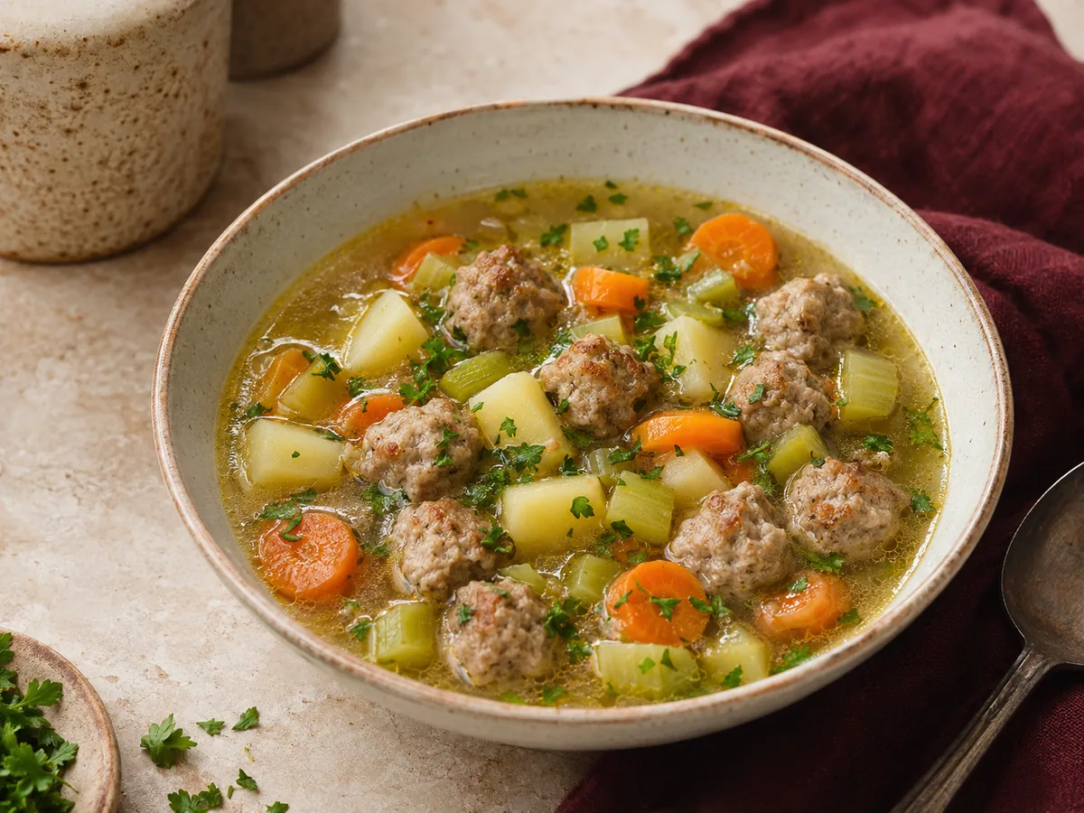 Meatball and vegetable soup