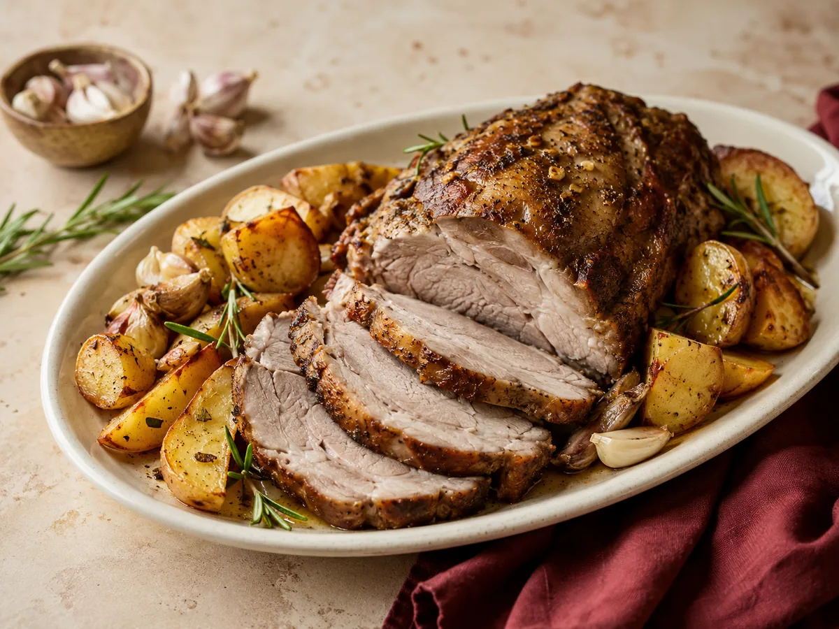 Oven-roasted pork neck with potatoes